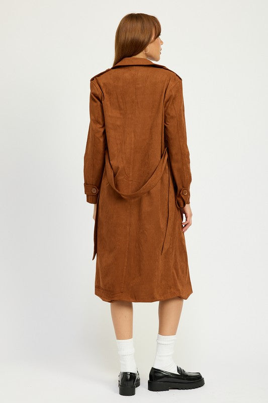 SUEDE TRENCH COAT-Charmful Clothing Boutique