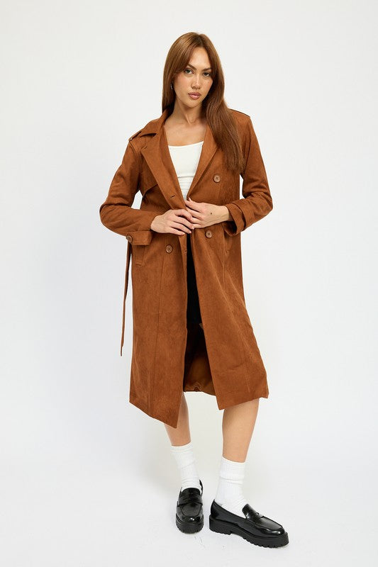 SUEDE TRENCH COAT-Charmful Clothing Boutique