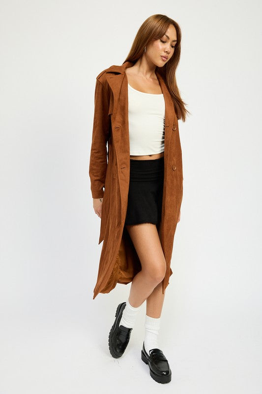 SUEDE TRENCH COAT-Charmful Clothing Boutique