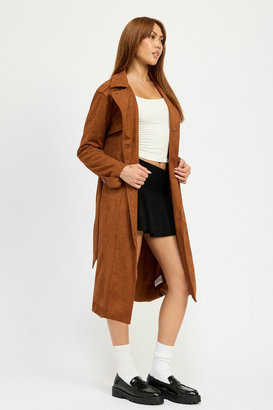 SUEDE TRENCH COAT-Charmful Clothing Boutique