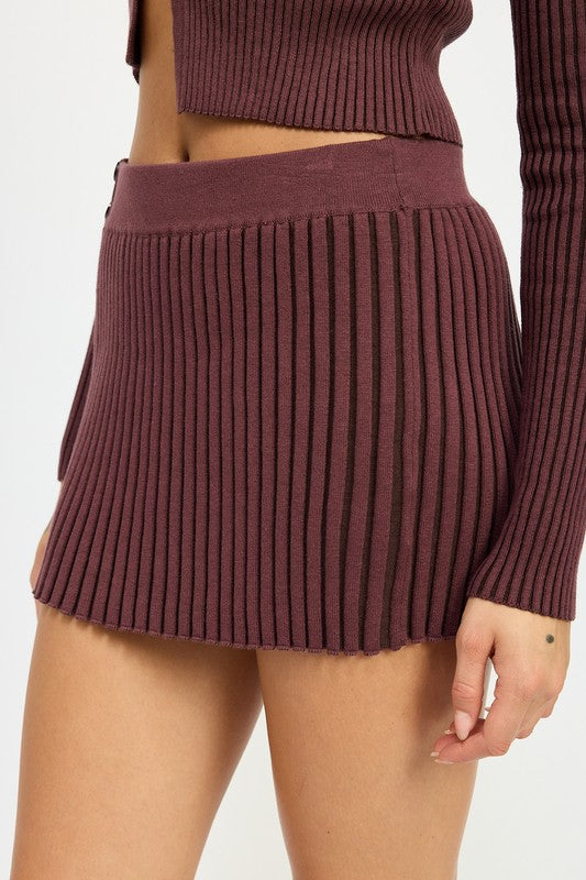 RIBBED KNIT MINI SKIRT-Charmful Clothing Boutique