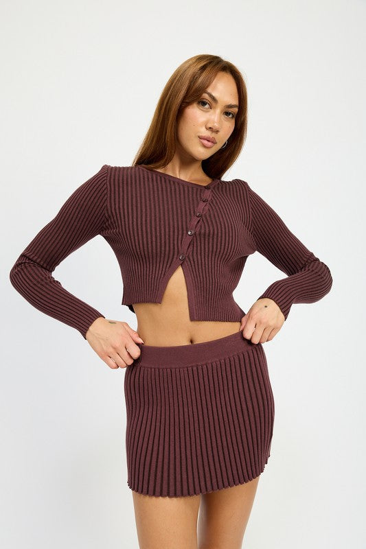 RIBBED KNIT MINI SKIRT-Charmful Clothing Boutique