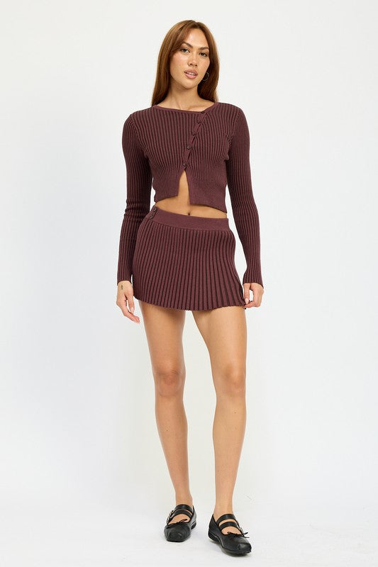 RIBBED KNIT MINI SKIRT-Charmful Clothing Boutique