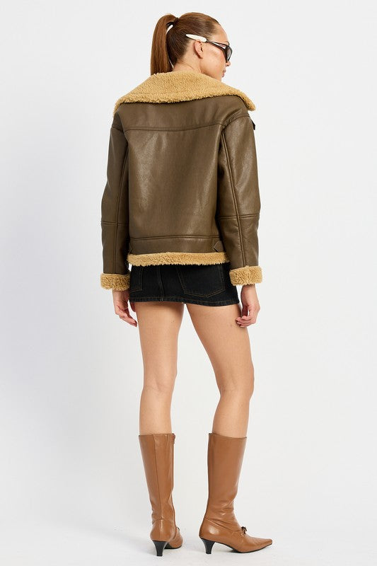 SHEARLING MOTO JACKET-Charmful Clothing Boutique