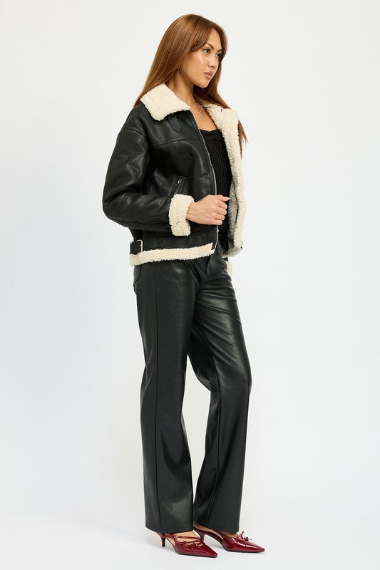 SHEARLING MOTO JACKET-Charmful Clothing Boutique