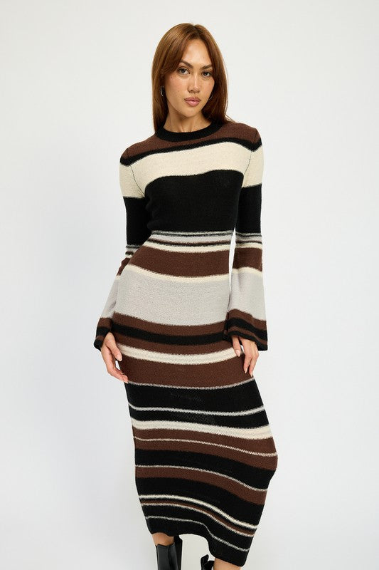 STRIPE MAXI BODYCON DRESS-Charmful Clothing Boutique