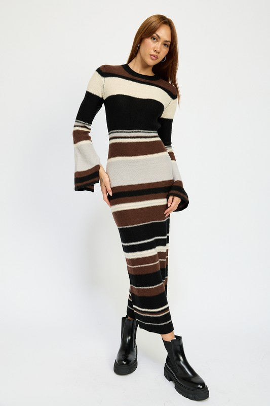 STRIPE MAXI BODYCON DRESS-Charmful Clothing Boutique