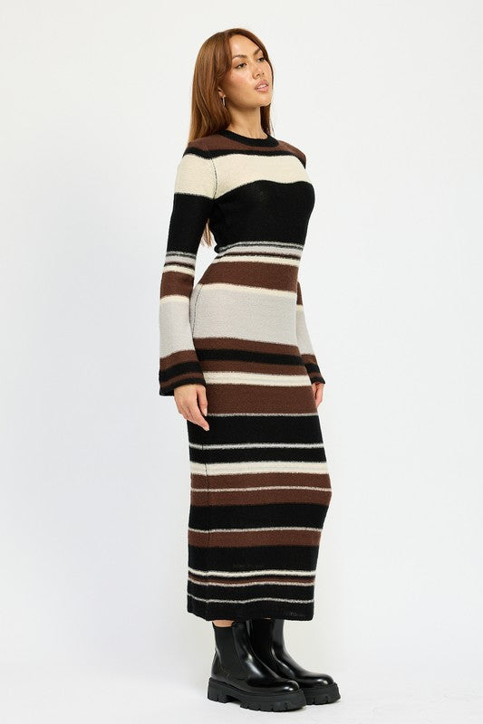 STRIPE MAXI BODYCON DRESS-Charmful Clothing Boutique