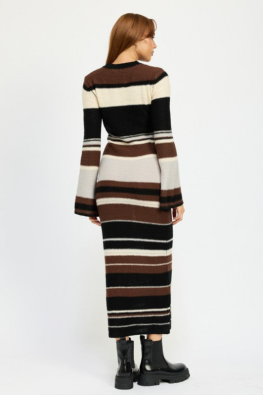 STRIPE MAXI BODYCON DRESS-Charmful Clothing Boutique