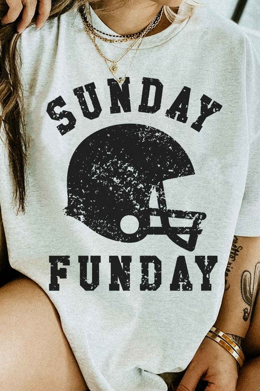 SUNDAY FUNDAY FOOTBALL GAME DAY GRAPHIC TEE-Charmful Clothing Boutique