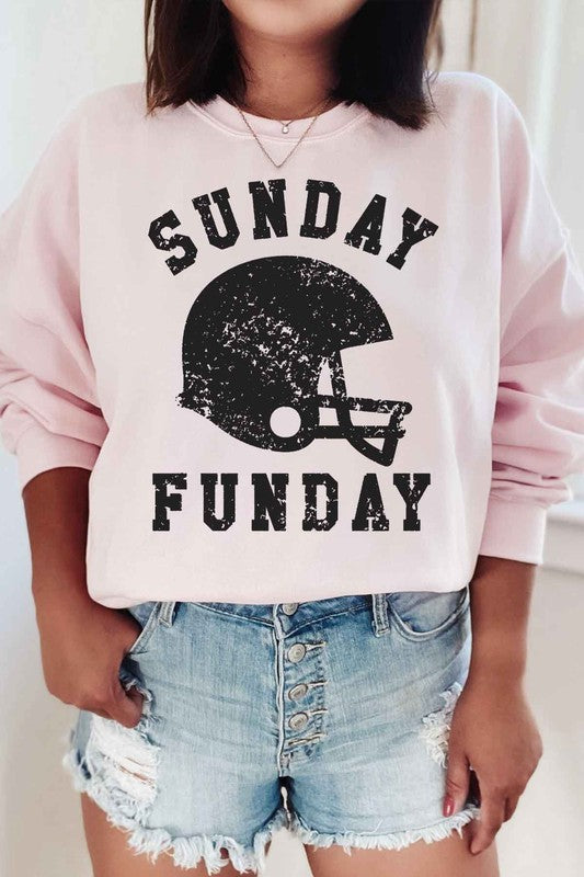 SUNDAY FUNDAY FOOTBALL GAME DAY GRAPHIC SWEATSHIRT-Charmful Clothing Boutique