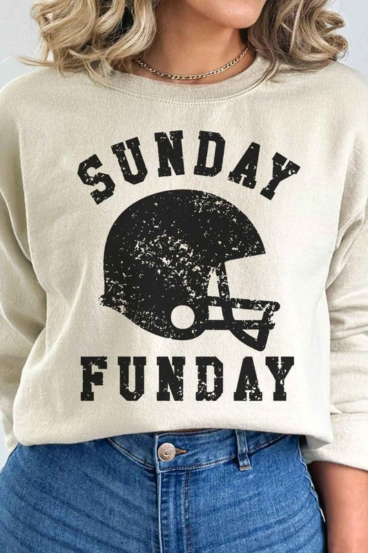 SUNDAY FUNDAY FOOTBALL GAME DAY GRAPHIC SWEATSHIRT-Charmful Clothing Boutique