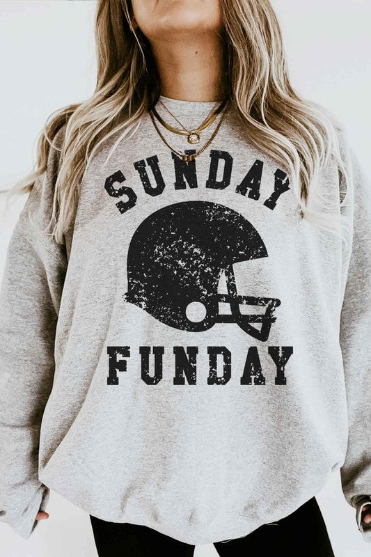 SUNDAY FUNDAY FOOTBALL GAME DAY GRAPHIC SWEATSHIRT-Charmful Clothing Boutique