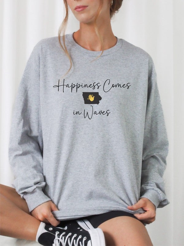 Happiness Comes in Waves Cozy Sweatshirt-Charmful Clothing Boutique