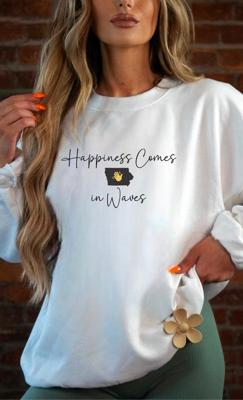 Happiness Comes in Waves Cozy Sweatshirt-Charmful Clothing Boutique