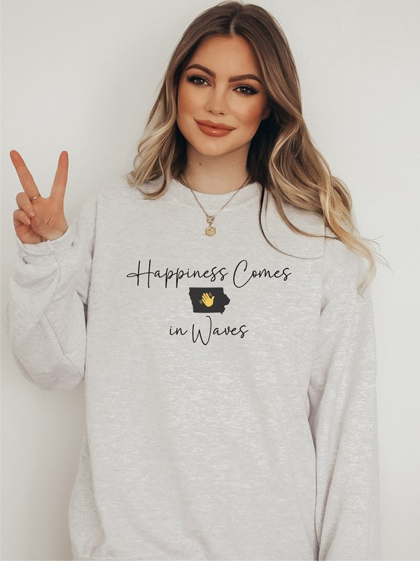 Happiness Comes in Waves Cozy Sweatshirt-Charmful Clothing Boutique