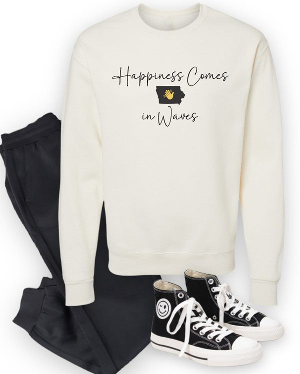 Happiness Comes in Waves Cozy Sweatshirt-Charmful Clothing Boutique