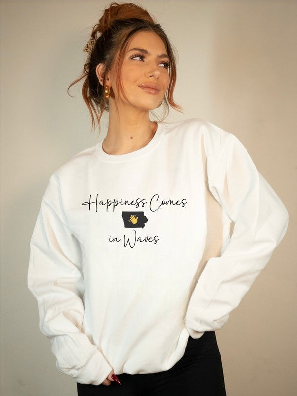 Happiness Comes in Waves Cozy Sweatshirt-Charmful Clothing Boutique