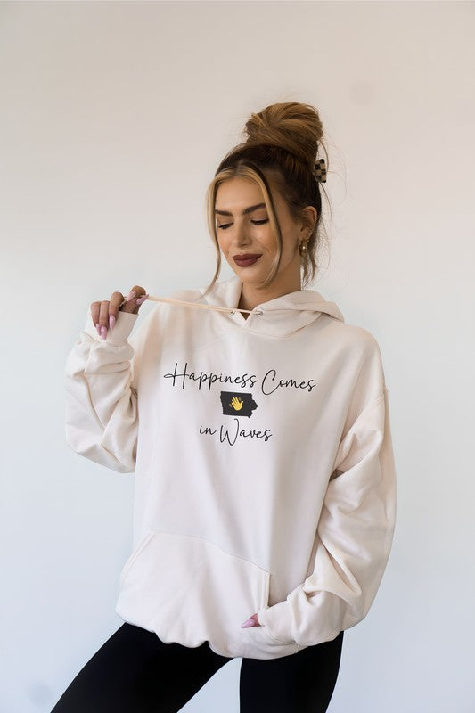 Happiness Comes in Waves Hoodie Sweatshirt-Charmful Clothing Boutique