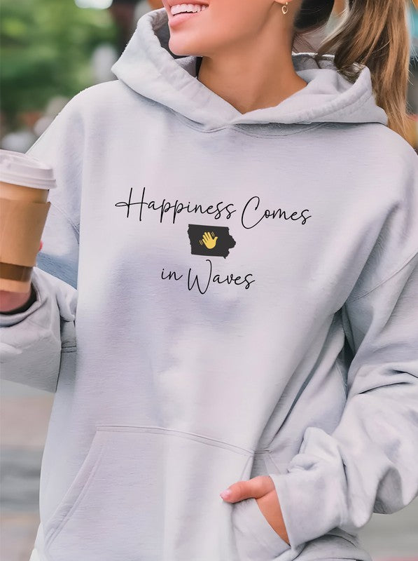 Happiness Comes in Waves Hoodie Sweatshirt-Charmful Clothing Boutique