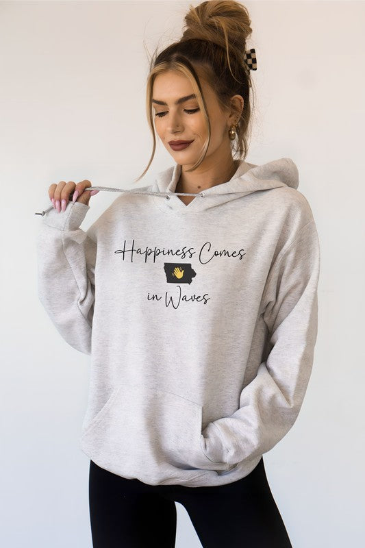 Happiness Comes in Waves Hoodie Sweatshirt-Charmful Clothing Boutique