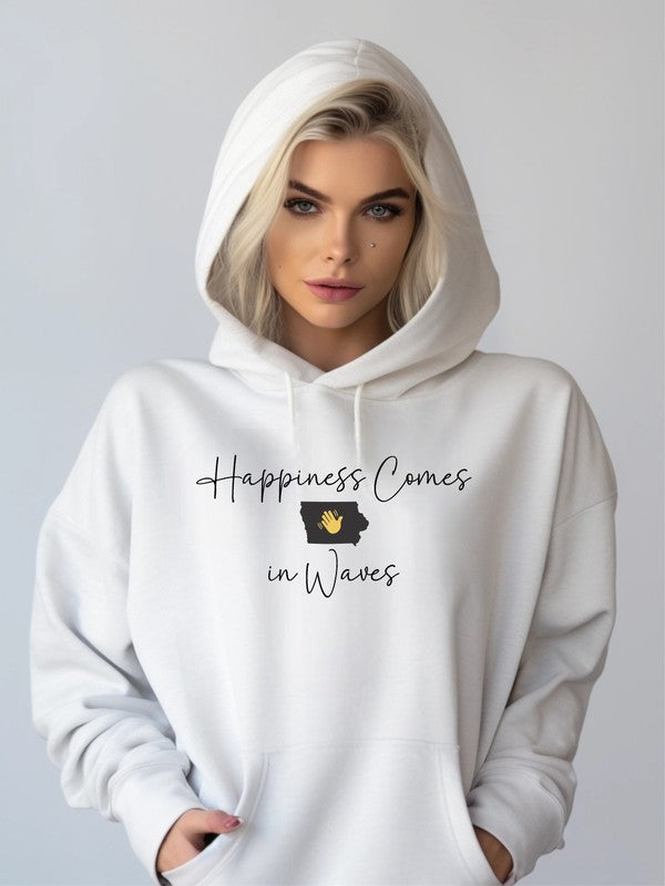 Happiness Comes in Waves Hoodie Sweatshirt-Charmful Clothing Boutique