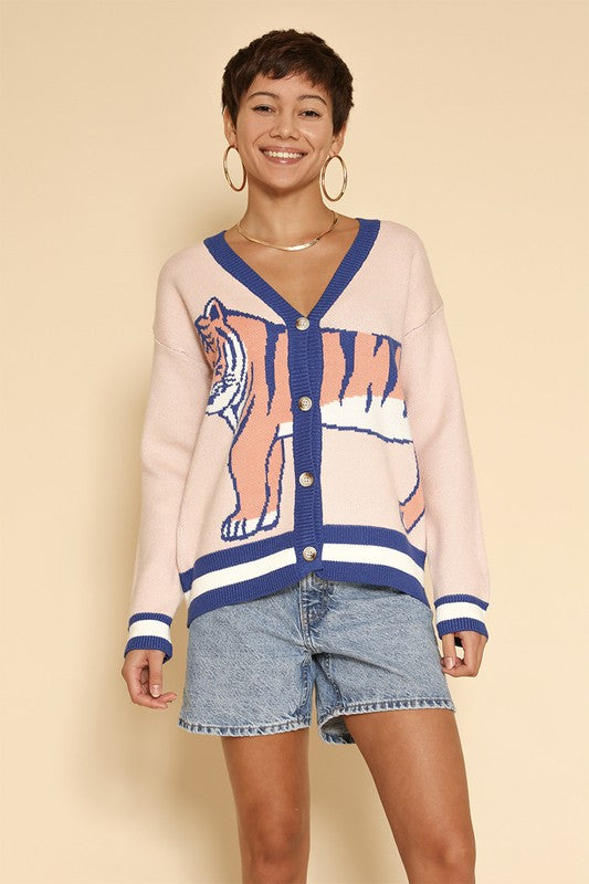 Tiger knit cardigan-Charmful Clothing Boutique