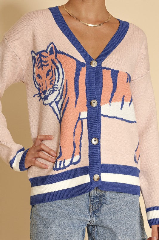 Tiger knit cardigan-Charmful Clothing Boutique