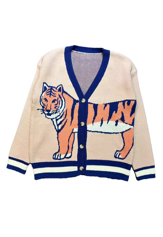 Tiger knit cardigan-Charmful Clothing Boutique