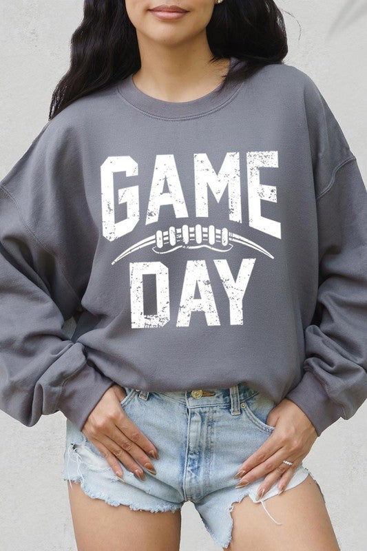 Game Day Football Graphic Fleece Sweatshirts-Charmful Clothing Boutique