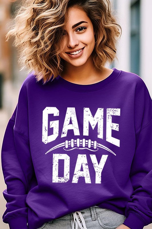 Game Day Football Graphic Fleece Sweatshirts-Charmful Clothing Boutique