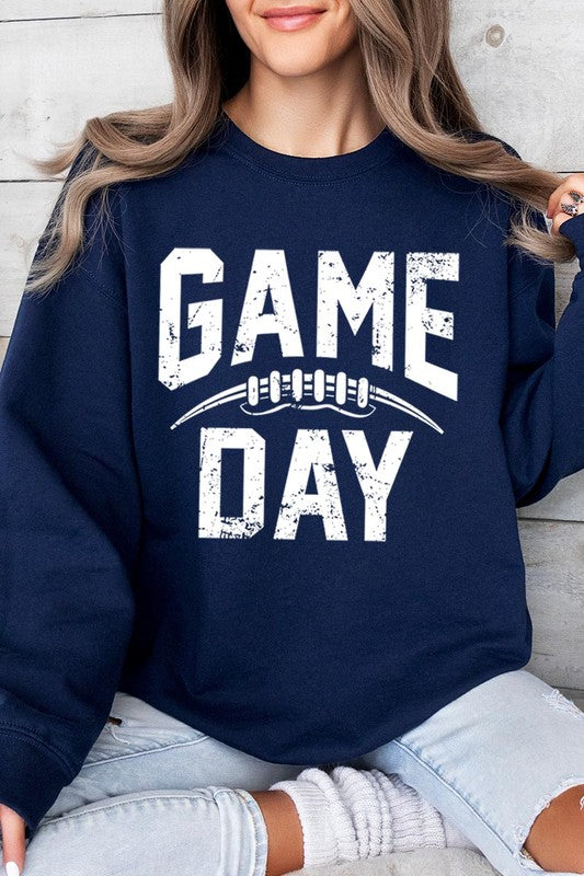 Game Day Football Graphic Fleece Sweatshirts-Charmful Clothing Boutique