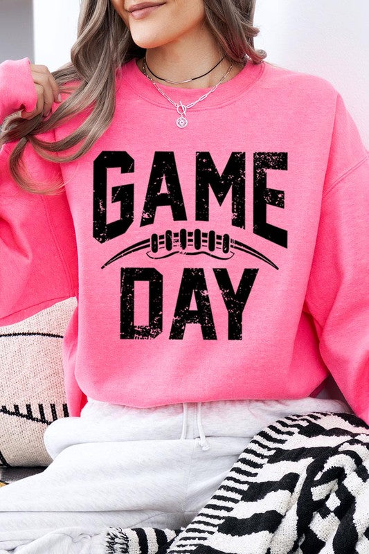 Game Day Football Graphic Fleece Sweatshirts-Charmful Clothing Boutique