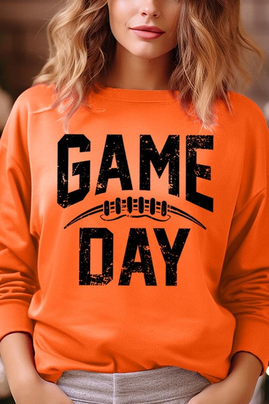 Game Day Football Graphic Fleece Sweatshirts-Charmful Clothing Boutique