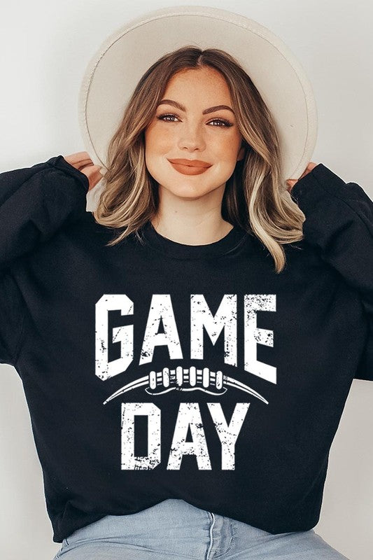 Game Day Football Graphic Fleece Sweatshirts-Charmful Clothing Boutique