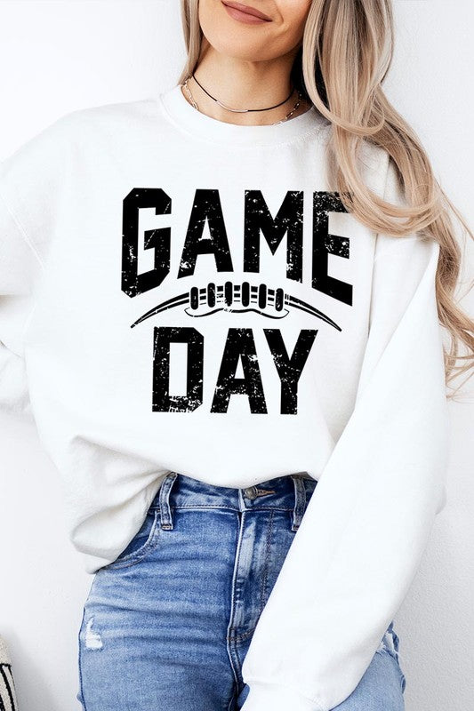 Game Day Football Graphic Fleece Sweatshirts-Charmful Clothing Boutique