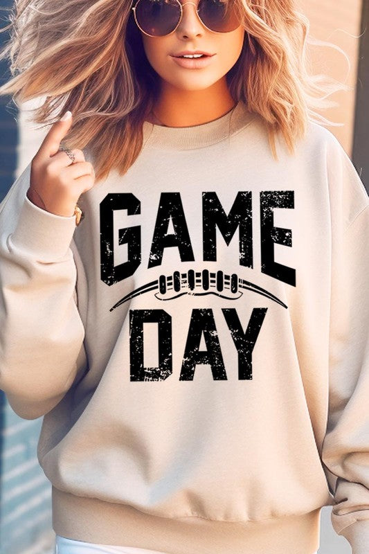 Game Day Football Graphic Fleece Sweatshirts-Charmful Clothing Boutique