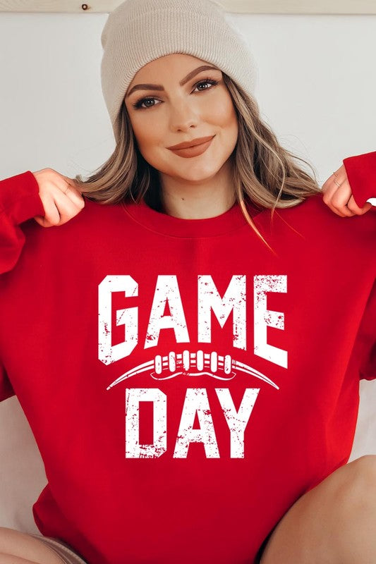 Game Day Football Graphic Fleece Sweatshirts-Charmful Clothing Boutique