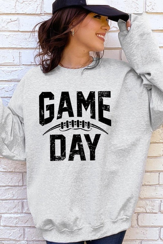 Game Day Football Graphic Fleece Sweatshirts-Charmful Clothing Boutique