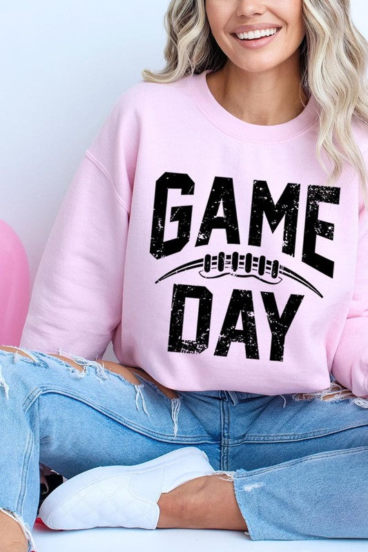 Game Day Football Graphic Fleece Sweatshirts-Charmful Clothing Boutique