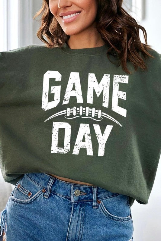 Game Day Football Graphic Fleece Sweatshirts-Charmful Clothing Boutique