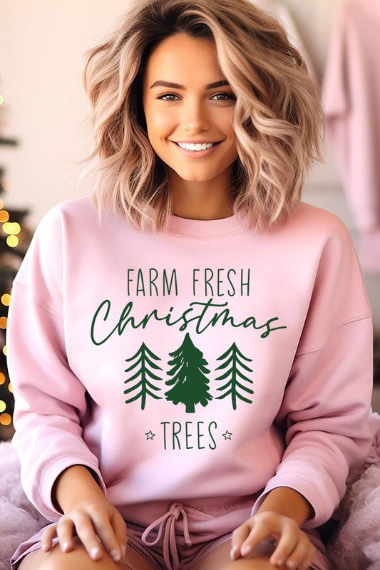 Farm Fresh Christmas Trees Fleece Sweatshirts-Charmful Clothing Boutique