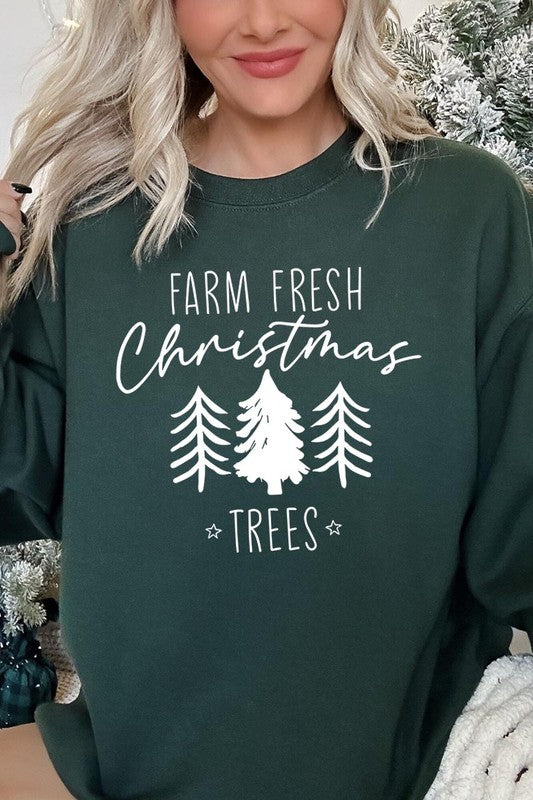 Farm Fresh Christmas Trees Fleece Sweatshirts-Charmful Clothing Boutique