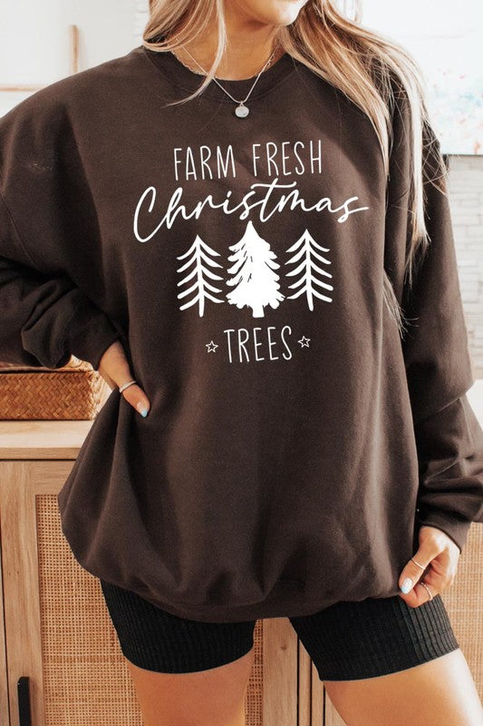 Farm Fresh Christmas Trees Fleece Sweatshirts-Charmful Clothing Boutique