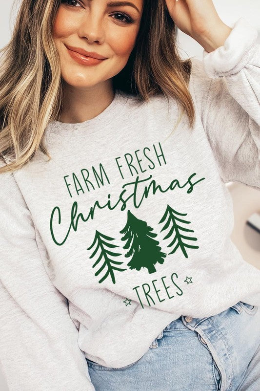 Farm Fresh Christmas Trees Fleece Sweatshirts-Charmful Clothing Boutique