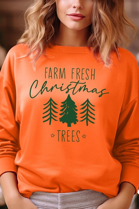 Farm Fresh Christmas Trees Fleece Sweatshirts-Charmful Clothing Boutique