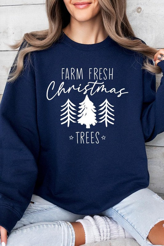 Farm Fresh Christmas Trees Fleece Sweatshirts-Charmful Clothing Boutique