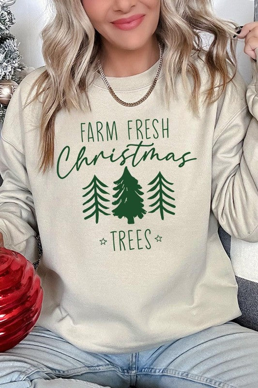 Farm Fresh Christmas Trees Fleece Sweatshirts-Charmful Clothing Boutique