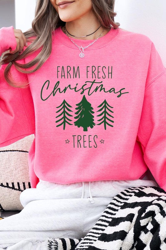 Farm Fresh Christmas Trees Fleece Sweatshirts-Charmful Clothing Boutique