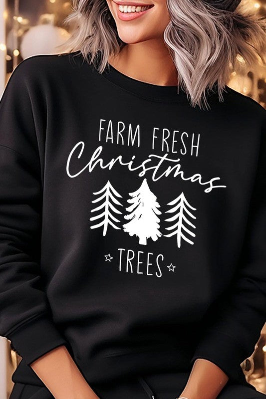 Farm Fresh Christmas Trees Fleece Sweatshirts-Charmful Clothing Boutique